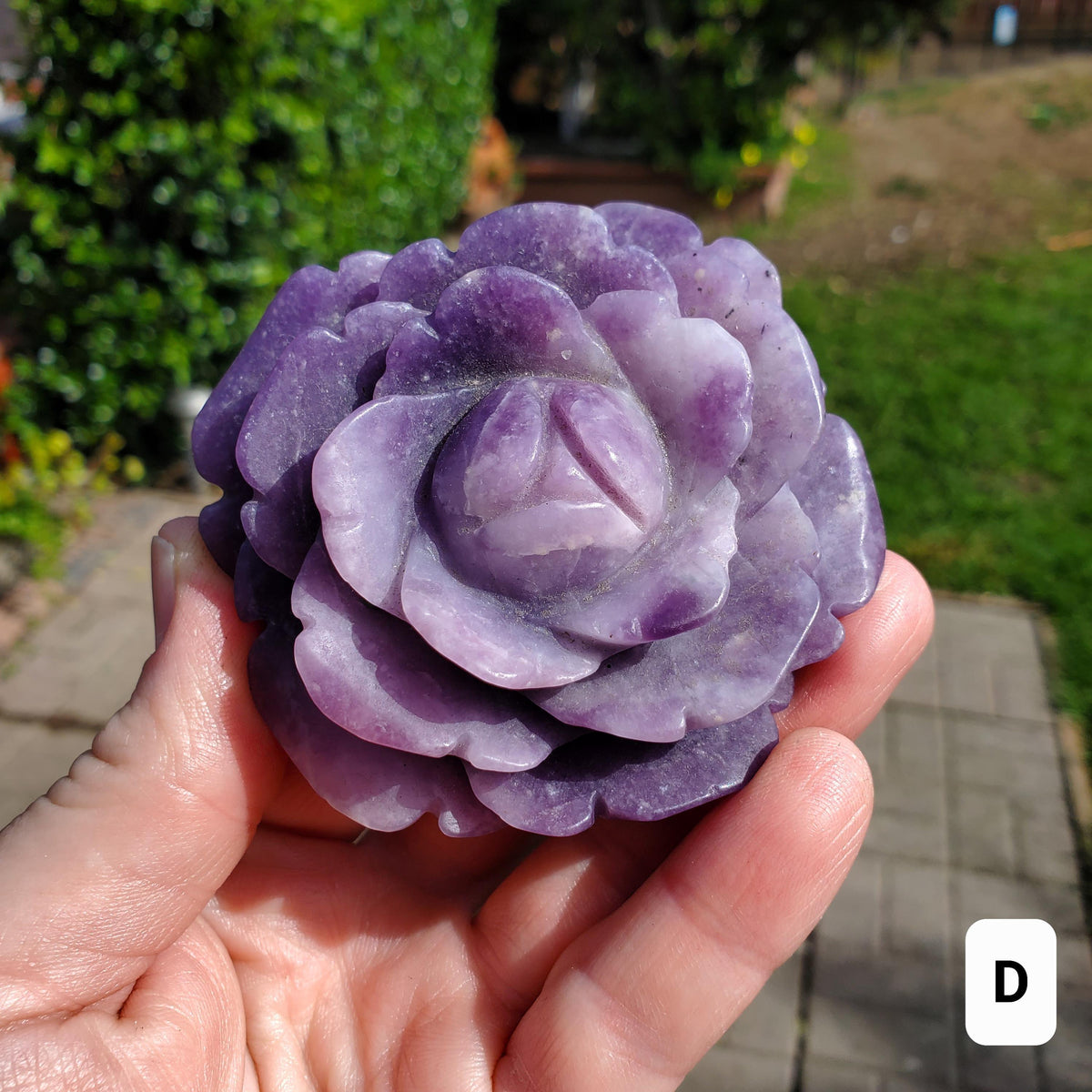 Medium Lepidolite Flower - Transitions, Stress Relief, Calming - Purple Rose Carving Lepidolite Healing Stone Statement Piece