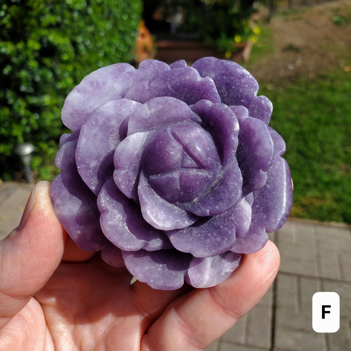 Medium Lepidolite Flower - Transitions, Stress Relief, Calming - Purple Rose Carving Lepidolite Healing Stone Statement Piece