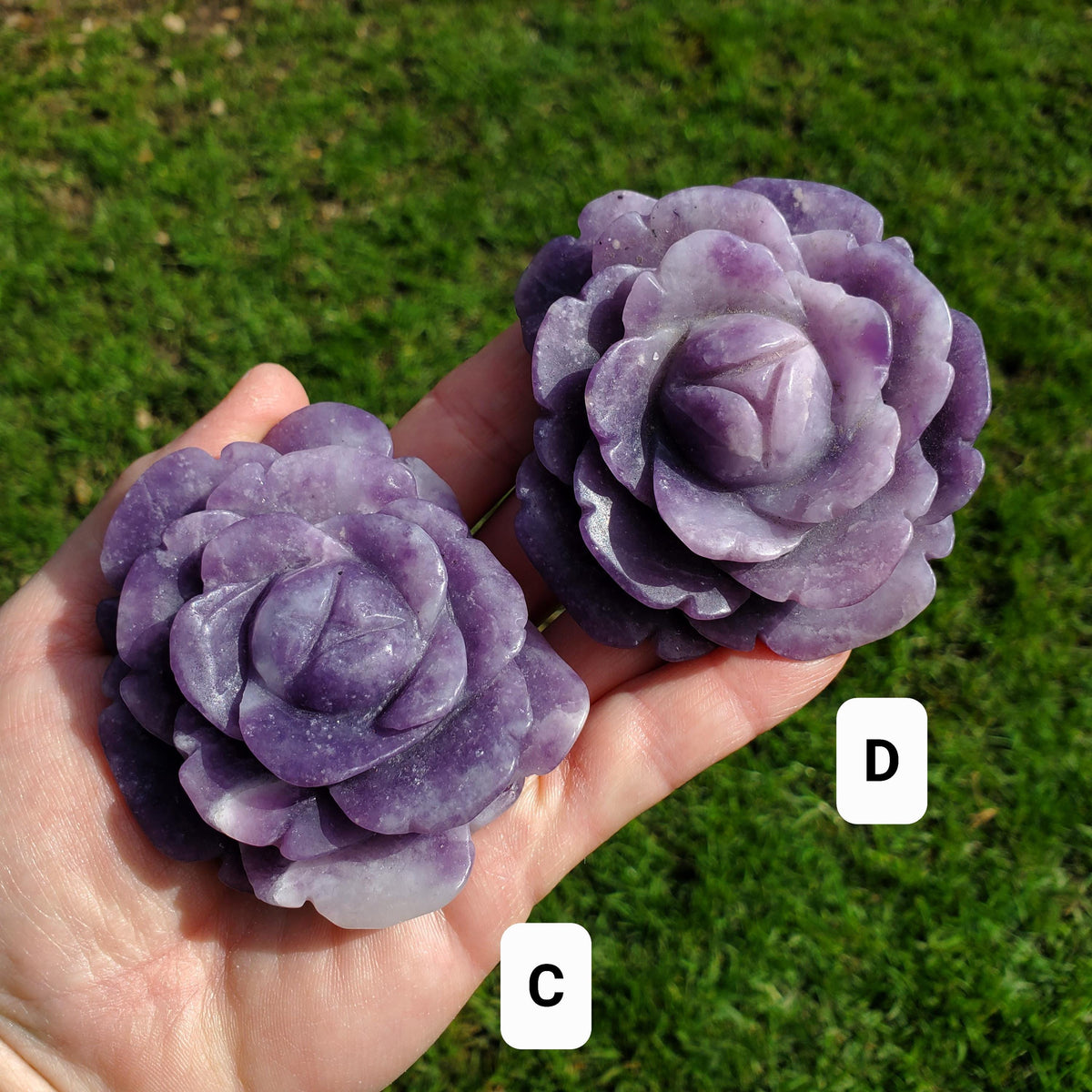 Medium Lepidolite Flower - Transitions, Stress Relief, Calming - Purple Rose Carving Lepidolite Healing Stone Statement Piece