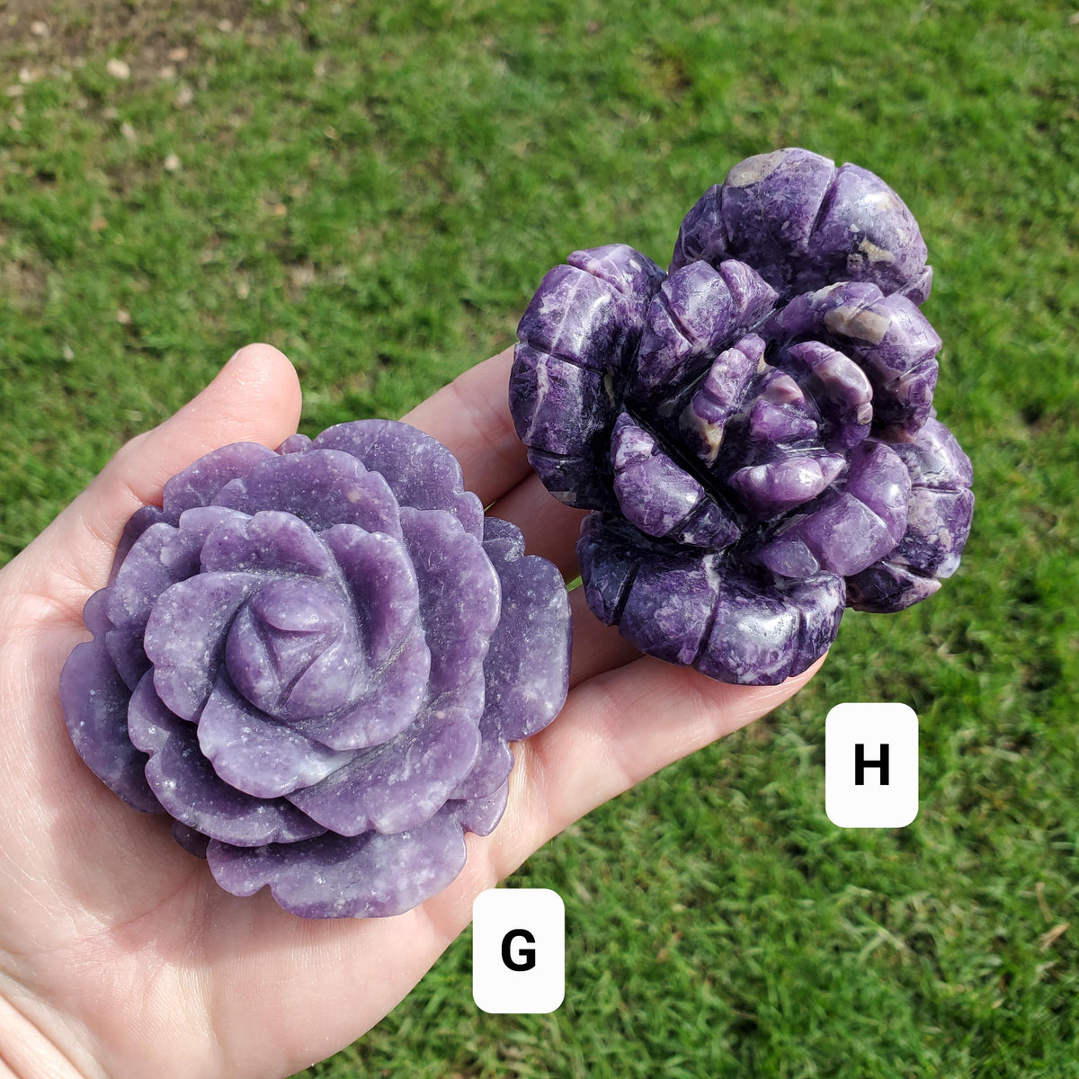 Medium Lepidolite Flower - Transitions, Stress Relief, Calming - Purple Rose Carving Lepidolite Healing Stone Statement Piece