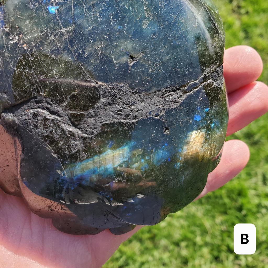 Big Flashy Labradorite Flower - Awareness, Connection, Intuition - Crystal Rose Lab Rose Carving Healing Crystal Gemstone Statement Display