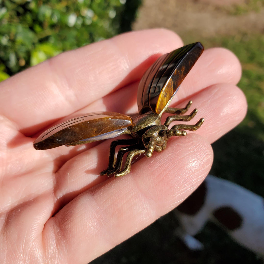 Flashy Tiger Eye Bumble Bee - Courage, Motivation, Confidence, Grounding, Energetic Protection, Energy - Tigers Eye Crystal Gemstones