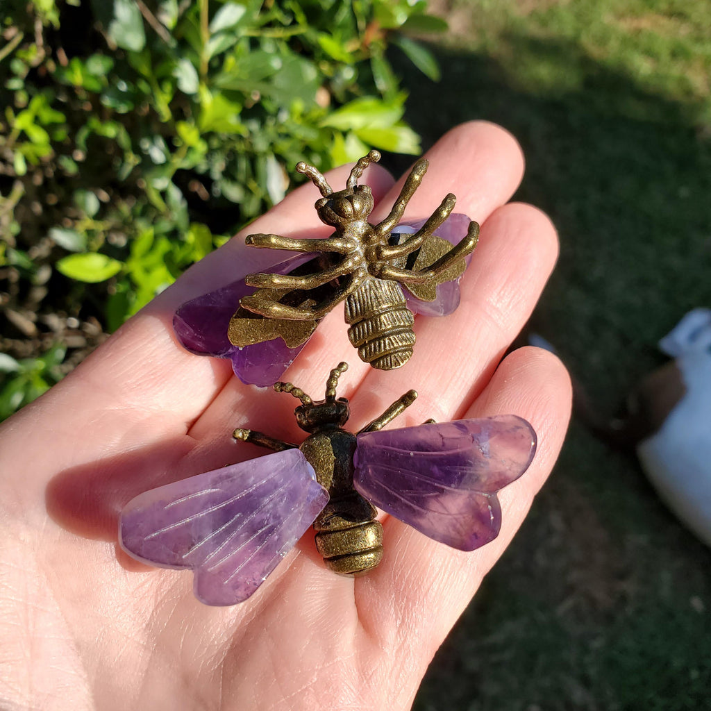 Cute Amethyst Bumble Bee - Calming, Protection, Positivity - Purple Amethyst Bee Carving Crystal Gemstone
