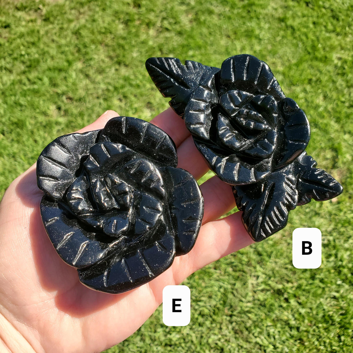 Black Obsidian Rose - Self Reflection, Release Negative Energies - Crystal Flower Healing Gemstone