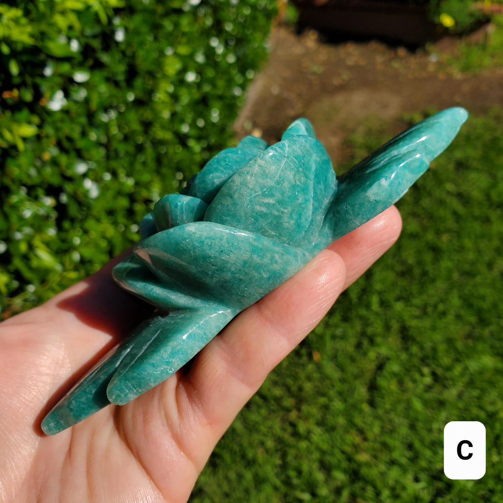 Big Amazonite Crystal Rose - Calming, Courage, Truth, Compassion, EMF Protection - Amazonite Stone Rose Healing Crystals Gemstone Statement