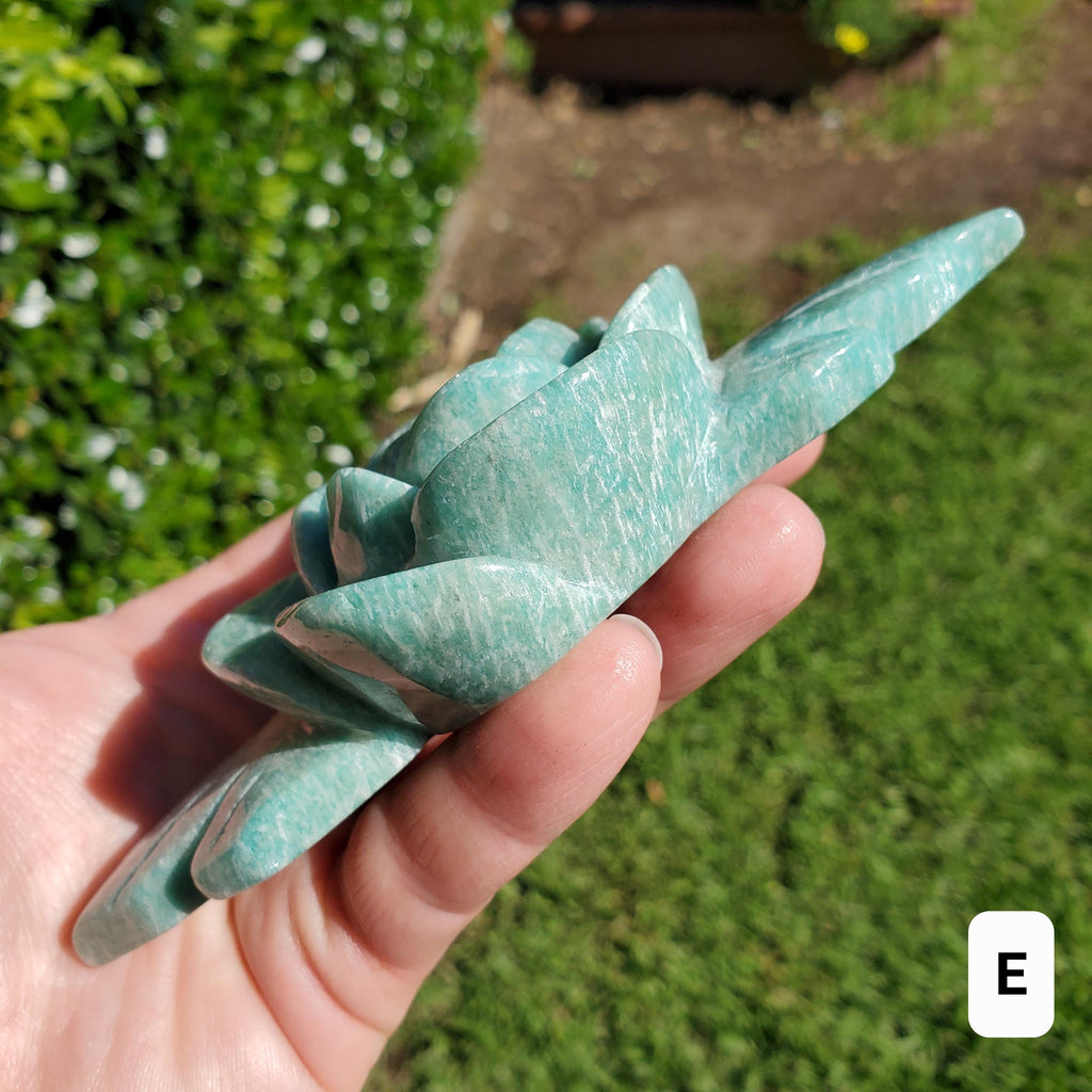 Big Amazonite Crystal Rose - Calming, Courage, Truth, Compassion, EMF Protection - Amazonite Stone Rose Healing Crystals Gemstone Statement