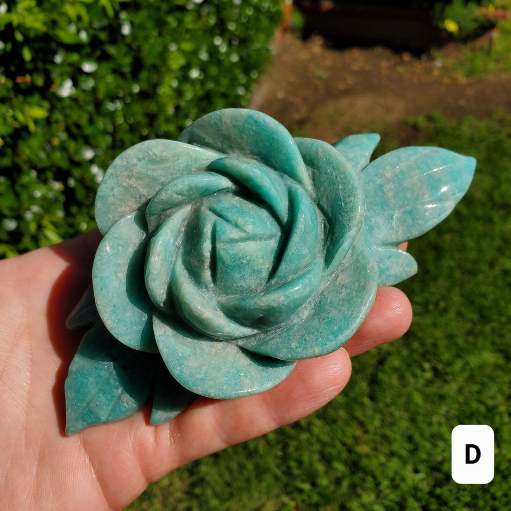 Big Amazonite Crystal Rose - Calming, Courage, Truth, Compassion, EMF Protection - Amazonite Stone Rose Healing Crystals Gemstone Statement
