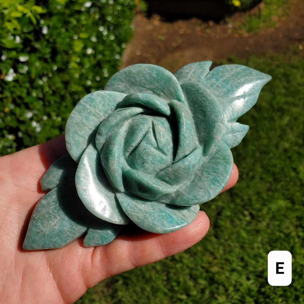 Big Amazonite Crystal Rose - Calming, Courage, Truth, Compassion, EMF Protection - Amazonite Stone Rose Healing Crystals Gemstone Statement
