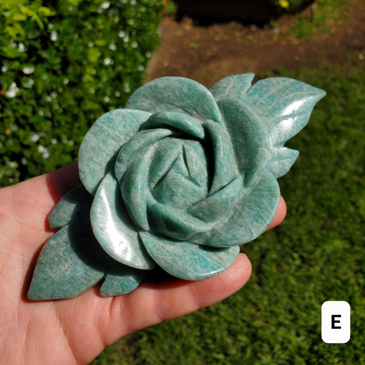 Big Amazonite Crystal Rose - Calming, Courage, Truth, Compassion, EMF Protection - Amazonite Stone Rose Healing Crystals Gemstone Statement