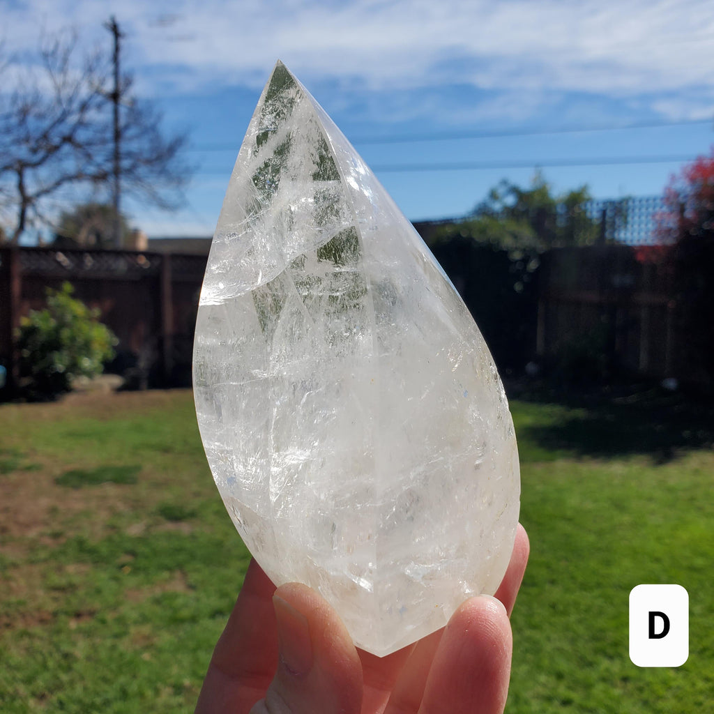 Chunky Clear Quartz Flame - Counteracts Negativity, Energizes Positive Energy, Cleanses The Aura - Standing Quartz Crystal Point Gemstone