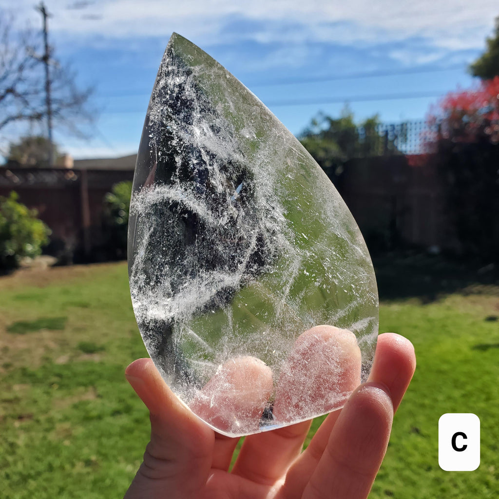 Chunky Clear Quartz Flame - Counteracts Negativity, Energizes Positive Energy, Cleanses The Aura - Standing Quartz Crystal Point Gemstone