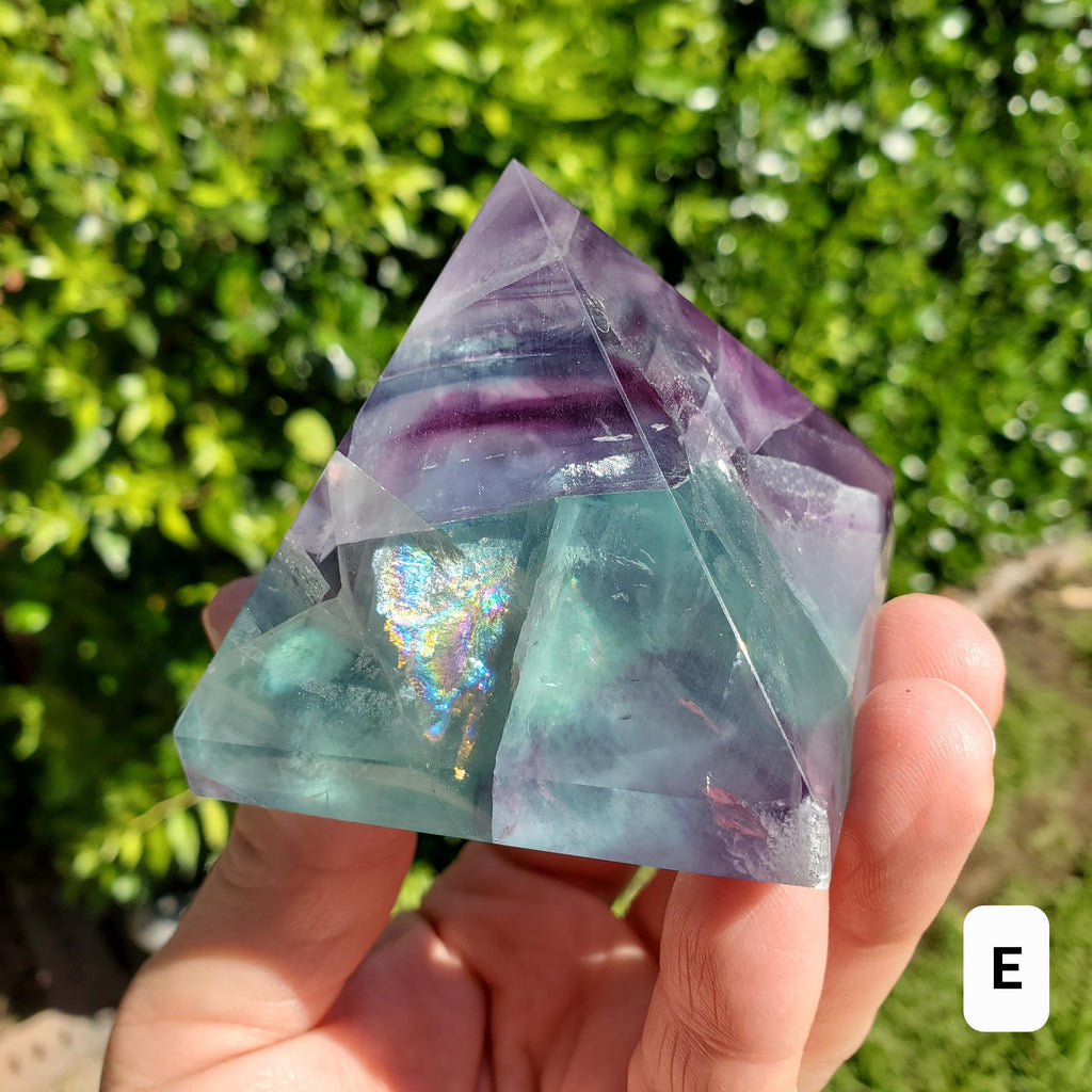 Rainbow Fluorite Pyramid - Mental Concentration, Energetic Protection, Positivity - Fluorite Crystal Pyramid Healing Gemstone