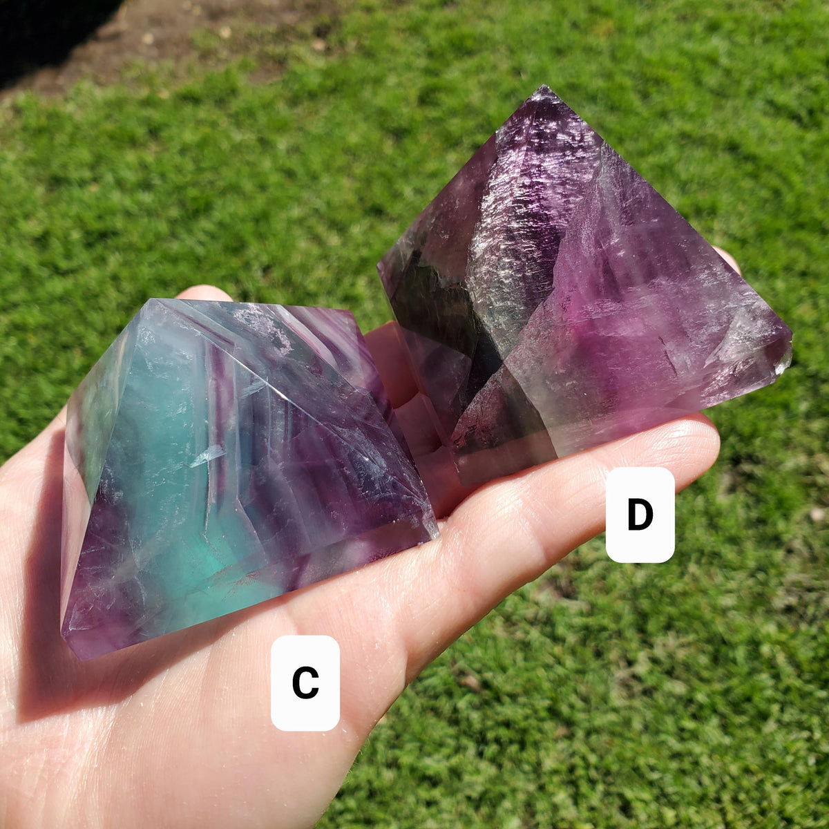 Rainbow Fluorite Pyramid - Mental Concentration, Energetic Protection, Positivity - Fluorite Crystal Pyramid Healing Gemstone