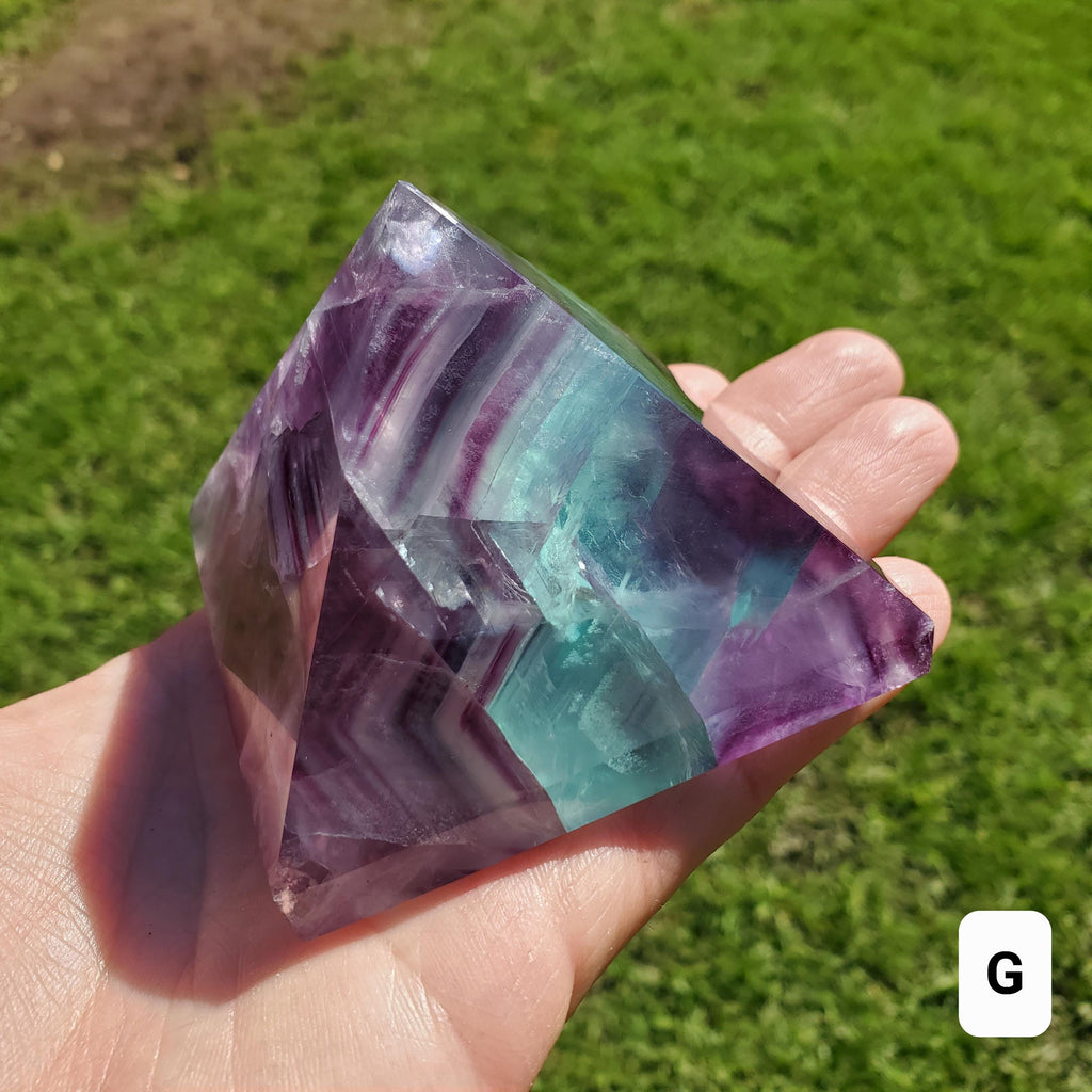Rainbow Fluorite Pyramid - Mental Concentration, Energetic Protection, Positivity - Fluorite Crystal Pyramid Healing Gemstone