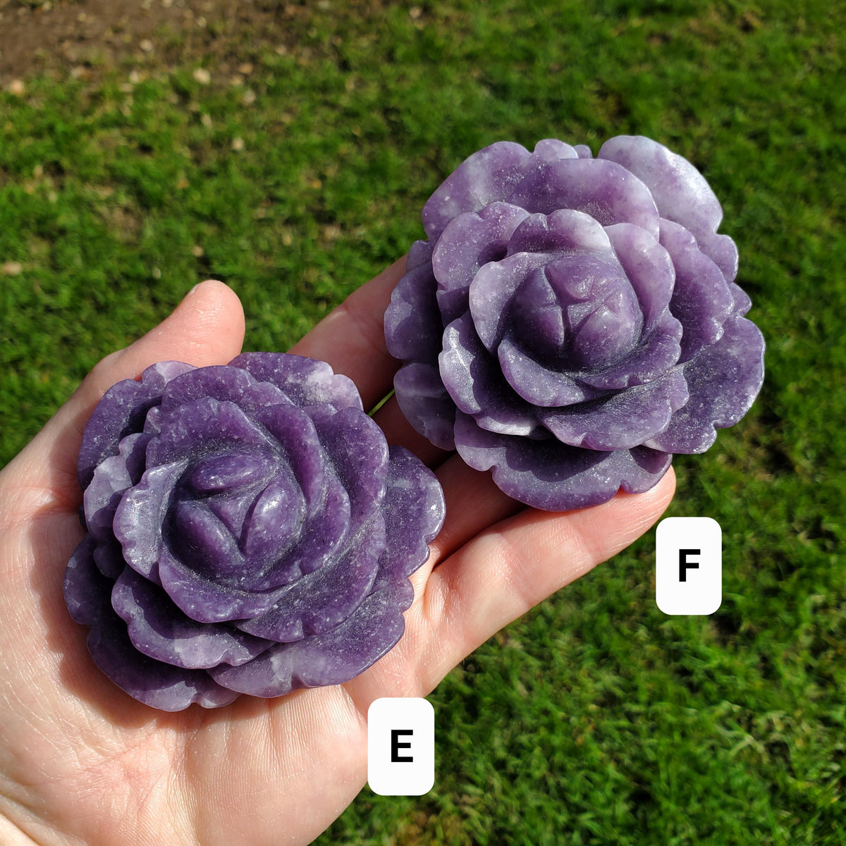 Medium Lepidolite Flower - Transitions, Stress Relief, Calming - Purple Rose Carving Lepidolite Healing Stone Statement Piece