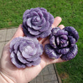 Medium Lepidolite Flower - Transitions, Stress Relief, Calming - Purple Rose Carving Lepidolite Healing Stone Statement Piece