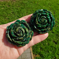 Chunky Emerald Flower Carving - Heals Heart Chakra, Compassion, Acceptance, Wisdom, Confidence - Green Crystal Rose Healing Gemstone