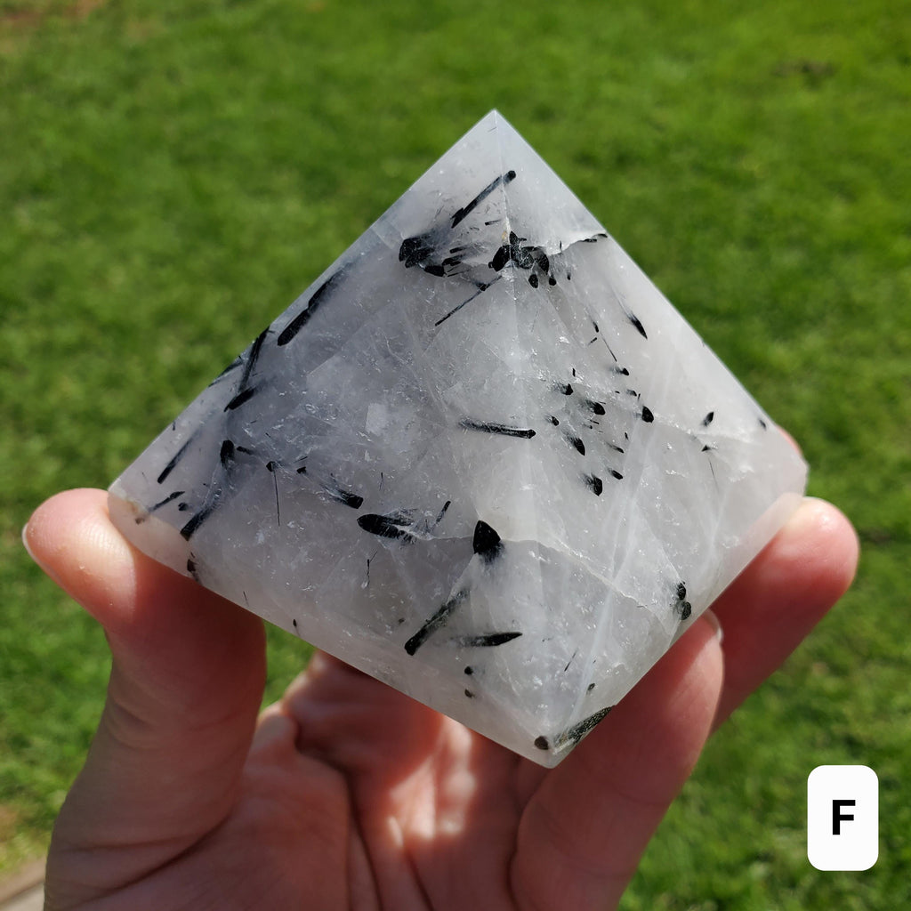 Tourmaline Quartz Pyramid - Magnification, Clarity, EMF Protection - Tourmalated Quartz Crystal Pyramid Healing Gemstones