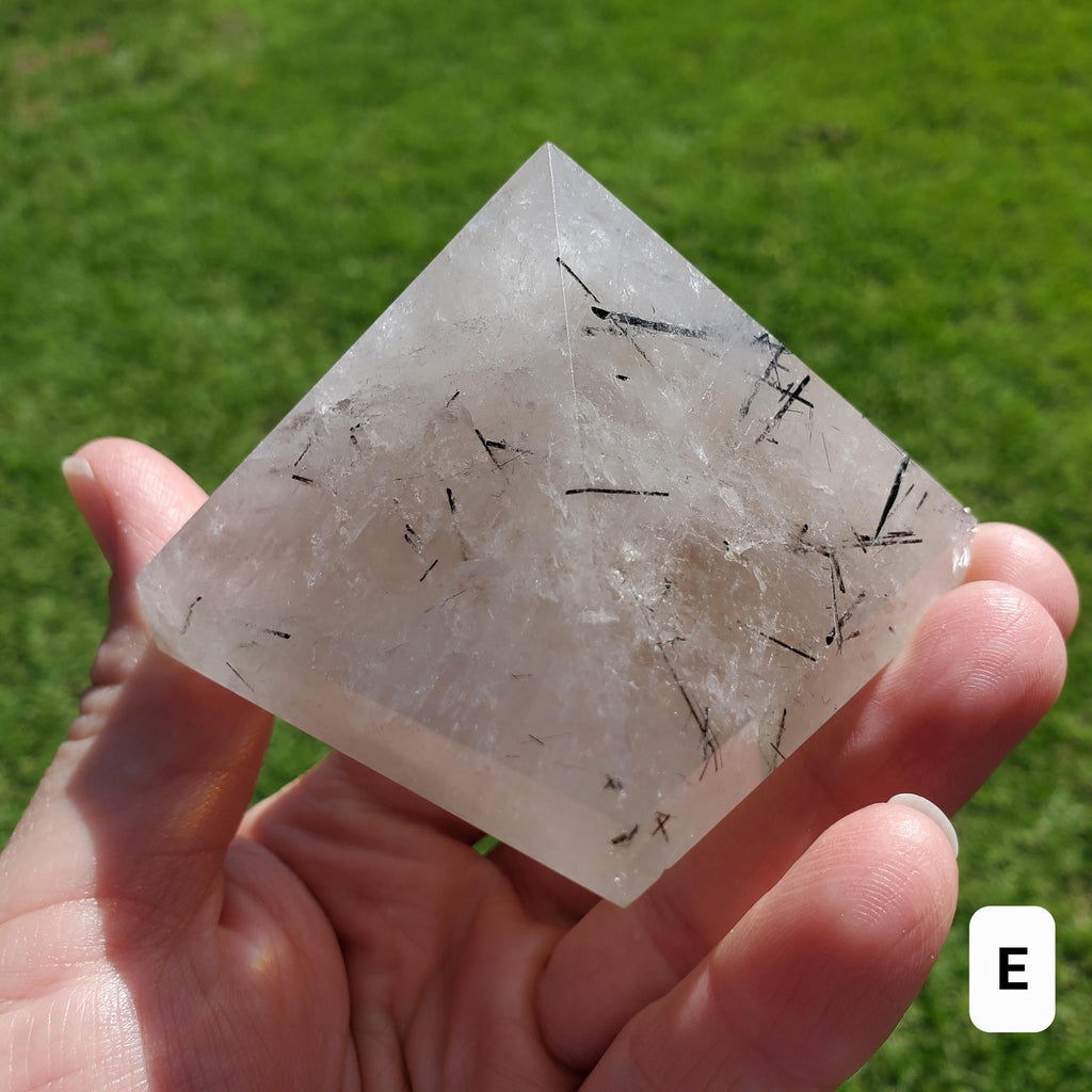 Tourmaline Quartz Pyramid - Magnification, Clarity, EMF Protection - Tourmalated Quartz Crystal Pyramid Healing Gemstones