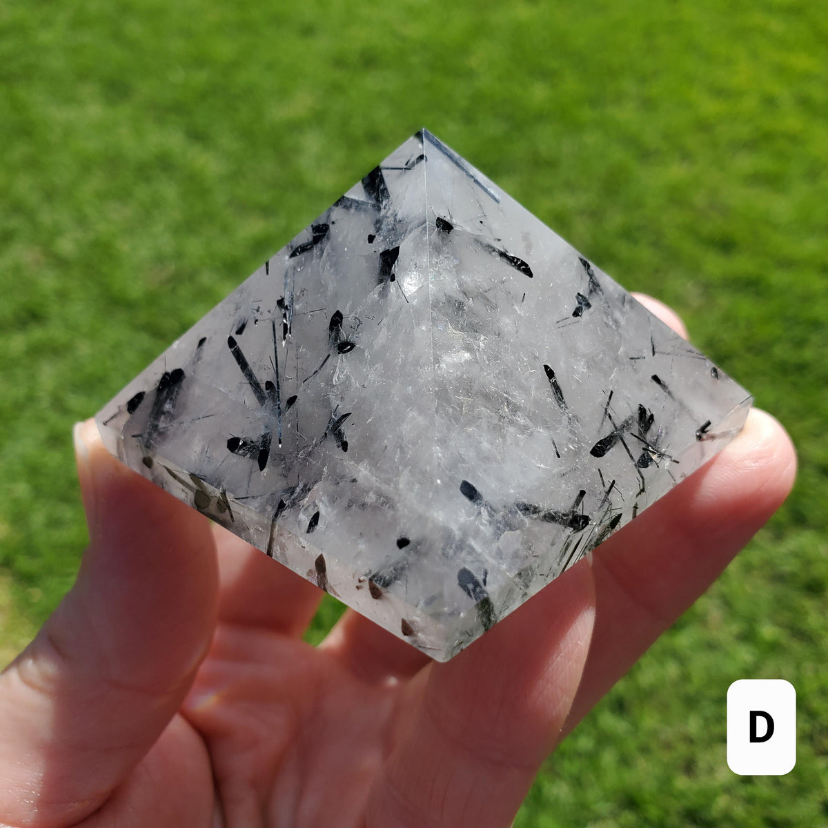 Tourmaline Quartz Pyramid - Magnification, Clarity, EMF Protection - Tourmalated Quartz Crystal Pyramid Healing Gemstones