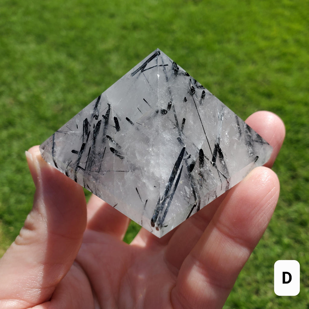 Tourmaline Quartz Pyramid - Magnification, Clarity, EMF Protection - Tourmalated Quartz Crystal Pyramid Healing Gemstones