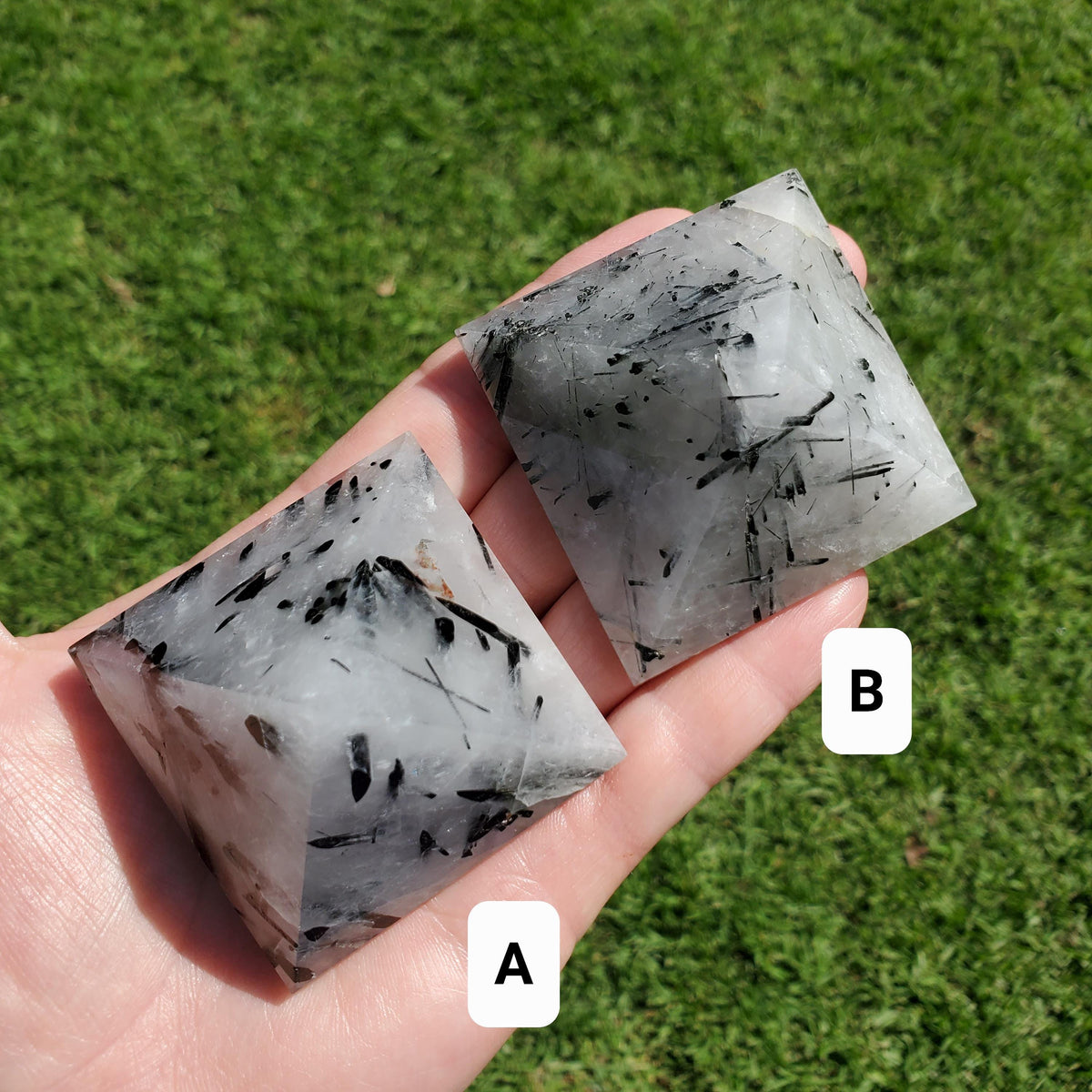 Tourmaline Quartz Pyramid - Magnification, Clarity, EMF Protection - Tourmalated Quartz Crystal Pyramid Healing Gemstones