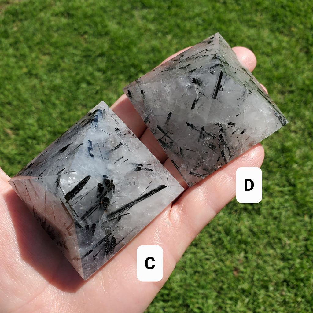 Tourmaline Quartz Pyramid - Magnification, Clarity, EMF Protection - Tourmalated Quartz Crystal Pyramid Healing Gemstones