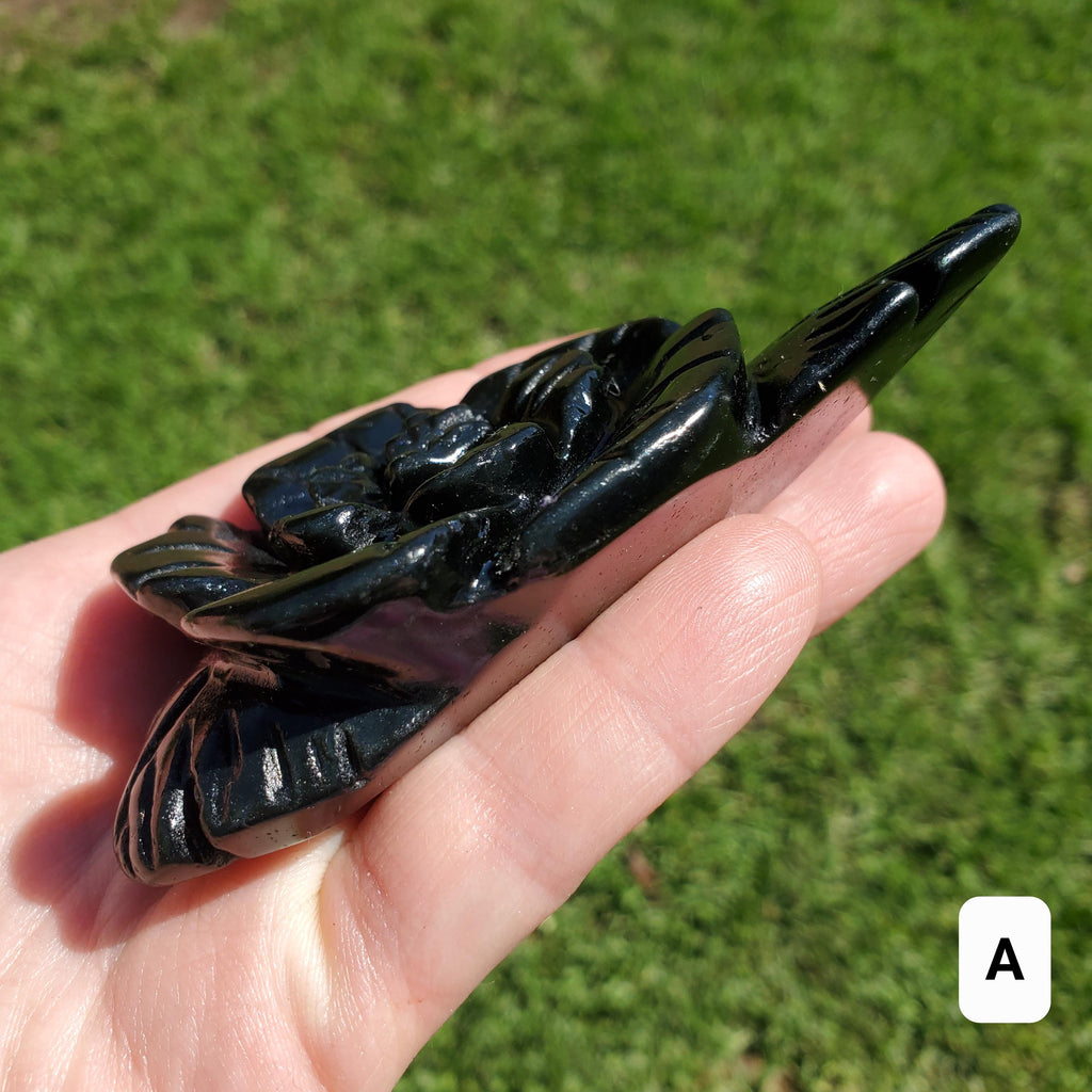Black Obsidian Rose - Self Reflection, Release Negative Energies - Crystal Flower Healing Gemstone
