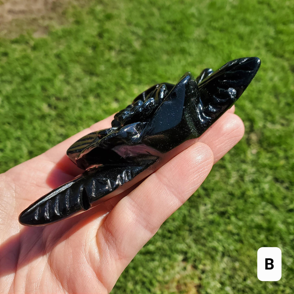 Black Obsidian Rose - Self Reflection, Release Negative Energies - Crystal Flower Healing Gemstone