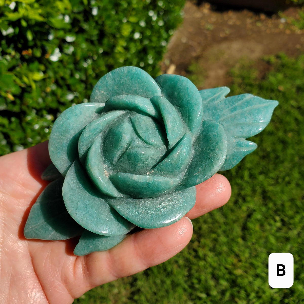 Big Amazonite Crystal Rose - Calming, Courage, Truth, Compassion, EMF Protection - Amazonite Stone Rose Healing Crystals Gemstone Statement