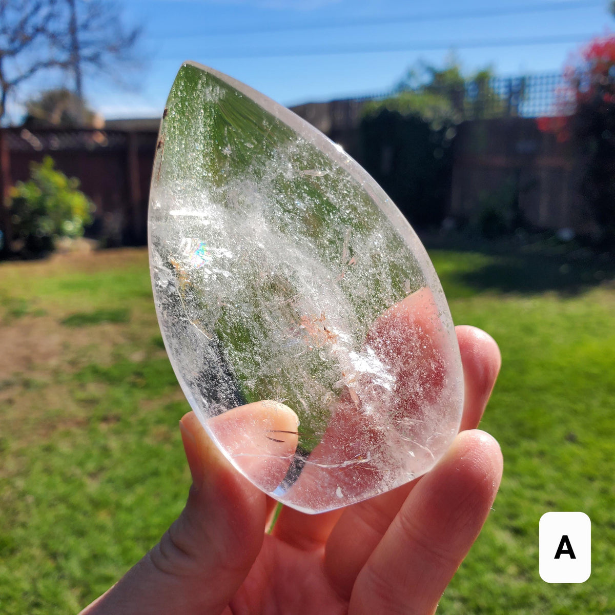 Chunky Clear Quartz Flame - Counteracts Negativity, Energizes Positive Energy, Cleanses The Aura - Standing Quartz Crystal Point Gemstone