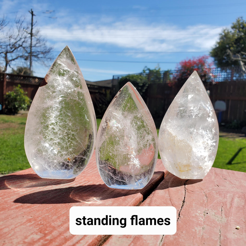 Chunky Clear Quartz Flame - Counteracts Negativity, Energizes Positive Energy, Cleanses The Aura - Standing Quartz Crystal Point Gemstone