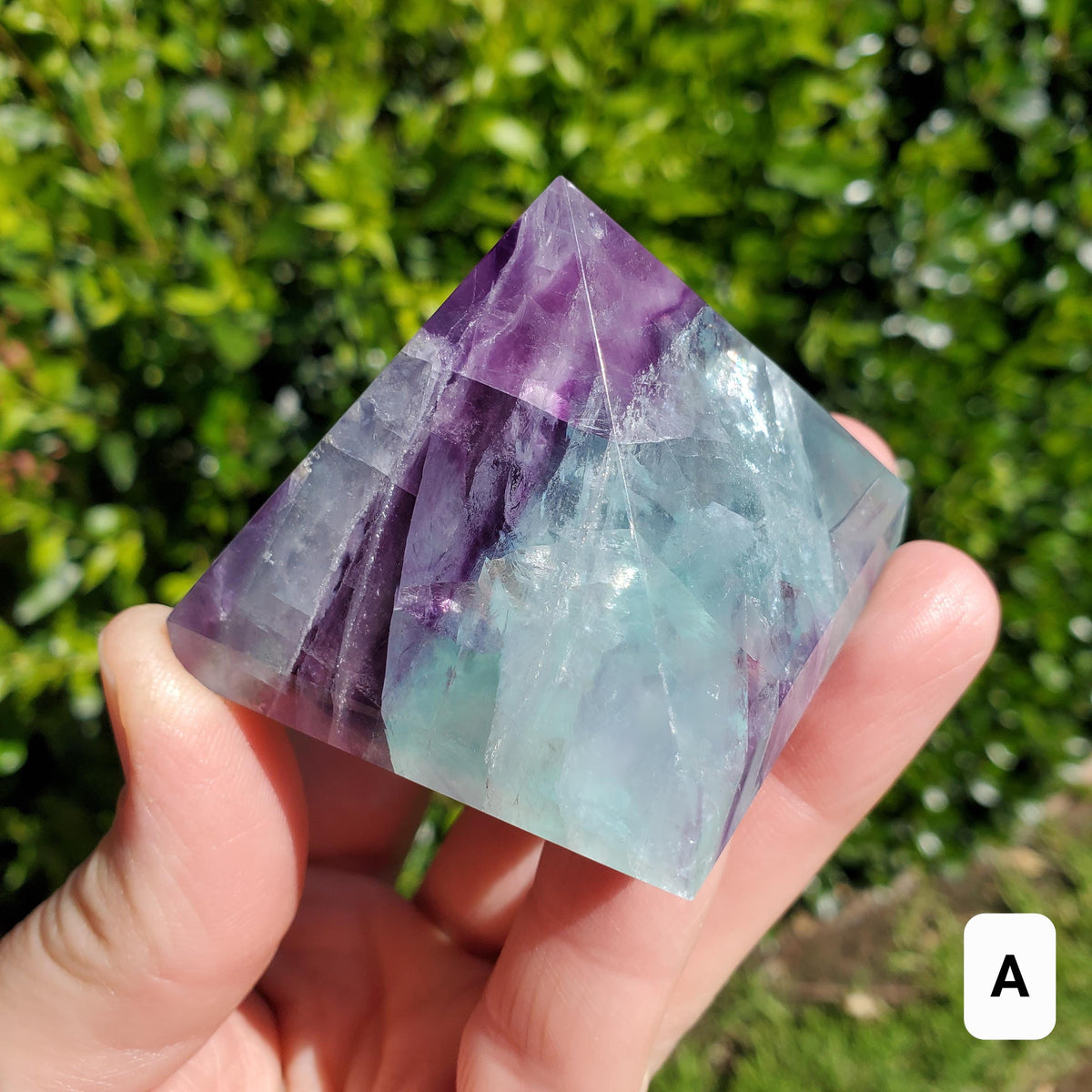 Rainbow Fluorite Pyramid - Mental Concentration, Energetic Protection, Positivity - Fluorite Crystal Pyramid Healing Gemstone