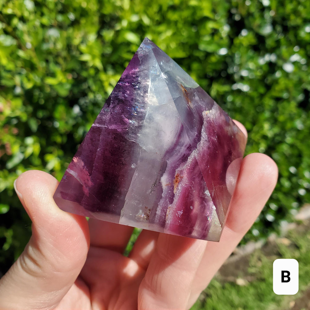 Rainbow Fluorite Pyramid - Mental Concentration, Energetic Protection, Positivity - Fluorite Crystal Pyramid Healing Gemstone