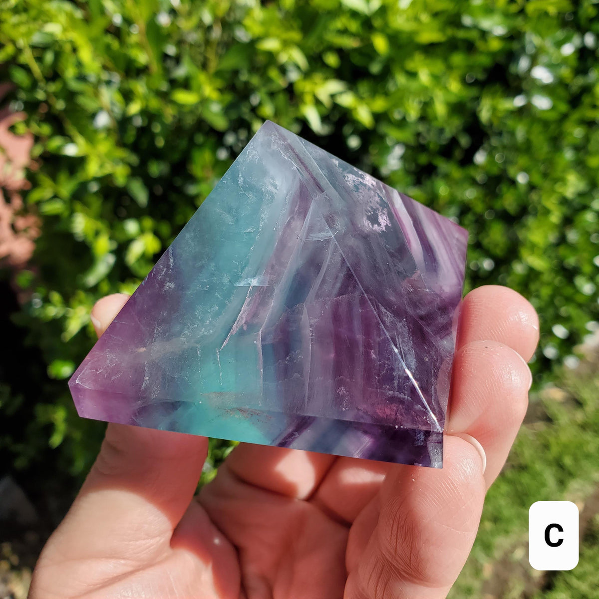 Rainbow Fluorite Pyramid - Mental Concentration, Energetic Protection, Positivity - Fluorite Crystal Pyramid Healing Gemstone