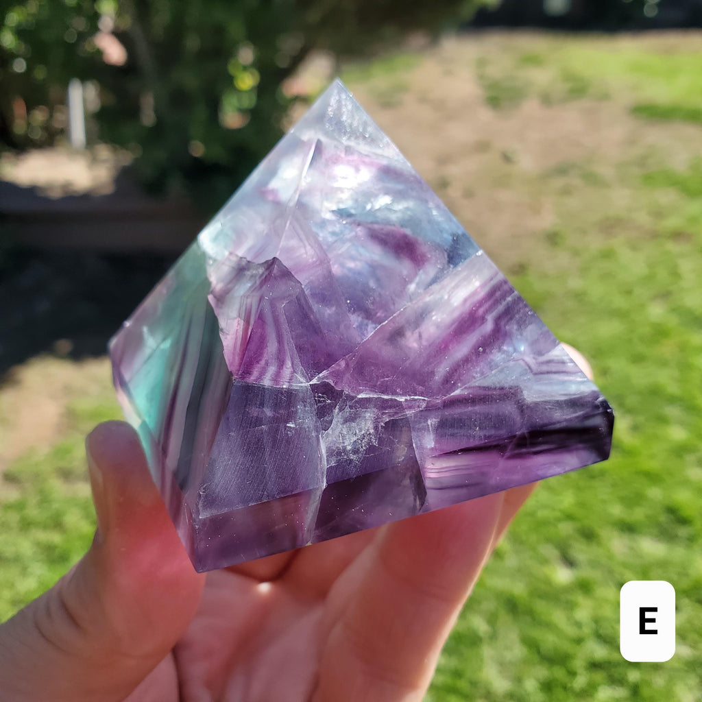 Rainbow Fluorite Pyramid - Mental Concentration, Energetic Protection, Positivity - Fluorite Crystal Pyramid Healing Gemstone