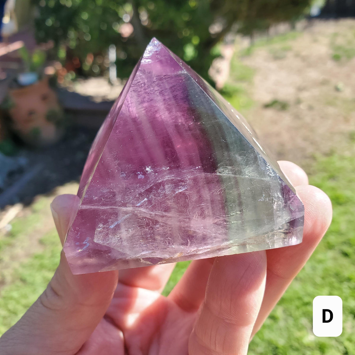 Rainbow Fluorite Pyramid - Mental Concentration, Energetic Protection, Positivity - Fluorite Crystal Pyramid Healing Gemstone