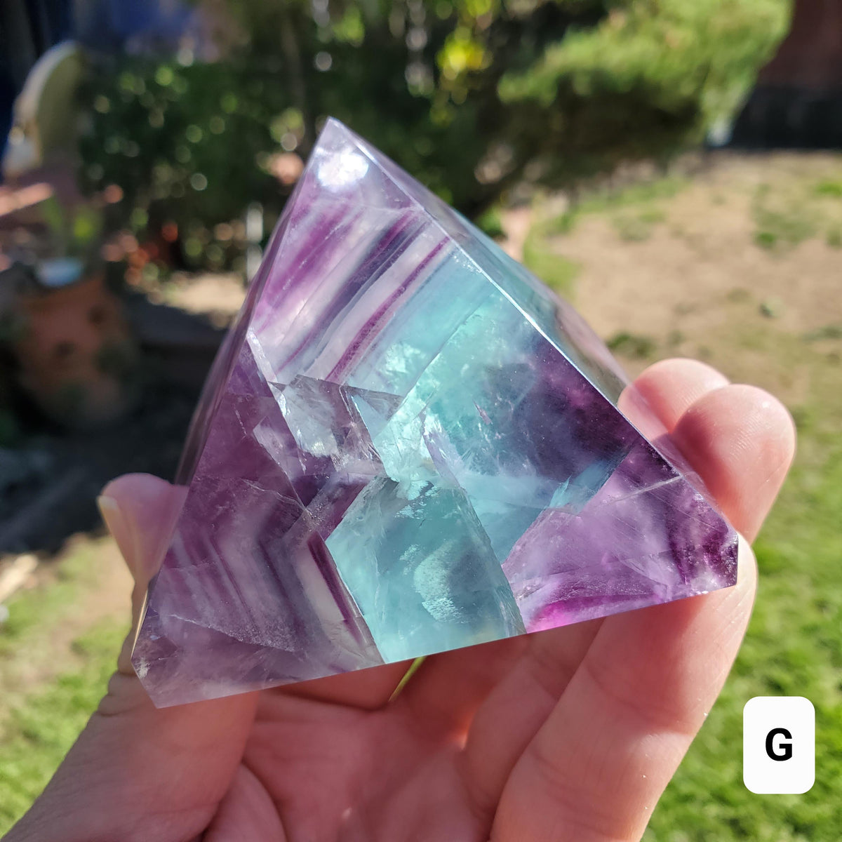Rainbow Fluorite Pyramid - Mental Concentration, Energetic Protection, Positivity - Fluorite Crystal Pyramid Healing Gemstone