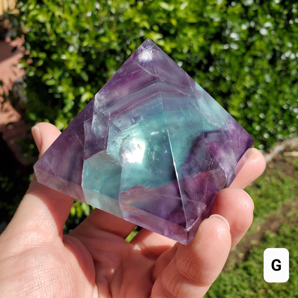 Rainbow Fluorite Pyramid - Mental Concentration, Energetic Protection, Positivity - Fluorite Crystal Pyramid Healing Gemstone