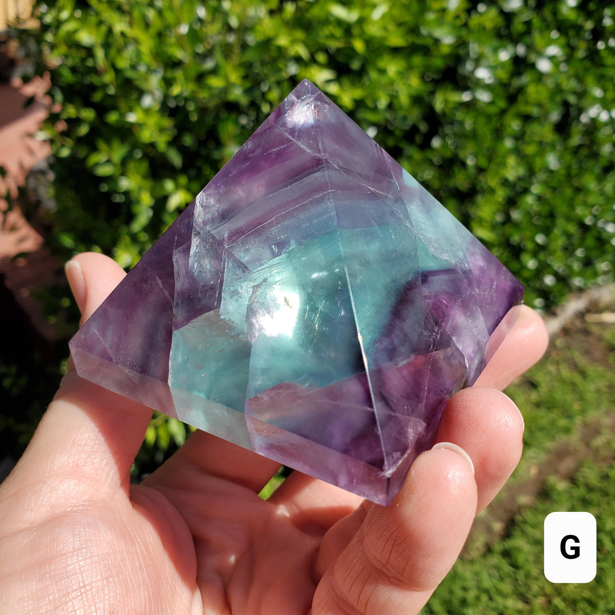 Rainbow Fluorite Pyramid - Mental Concentration, Energetic Protection, Positivity - Fluorite Crystal Pyramid Healing Gemstone
