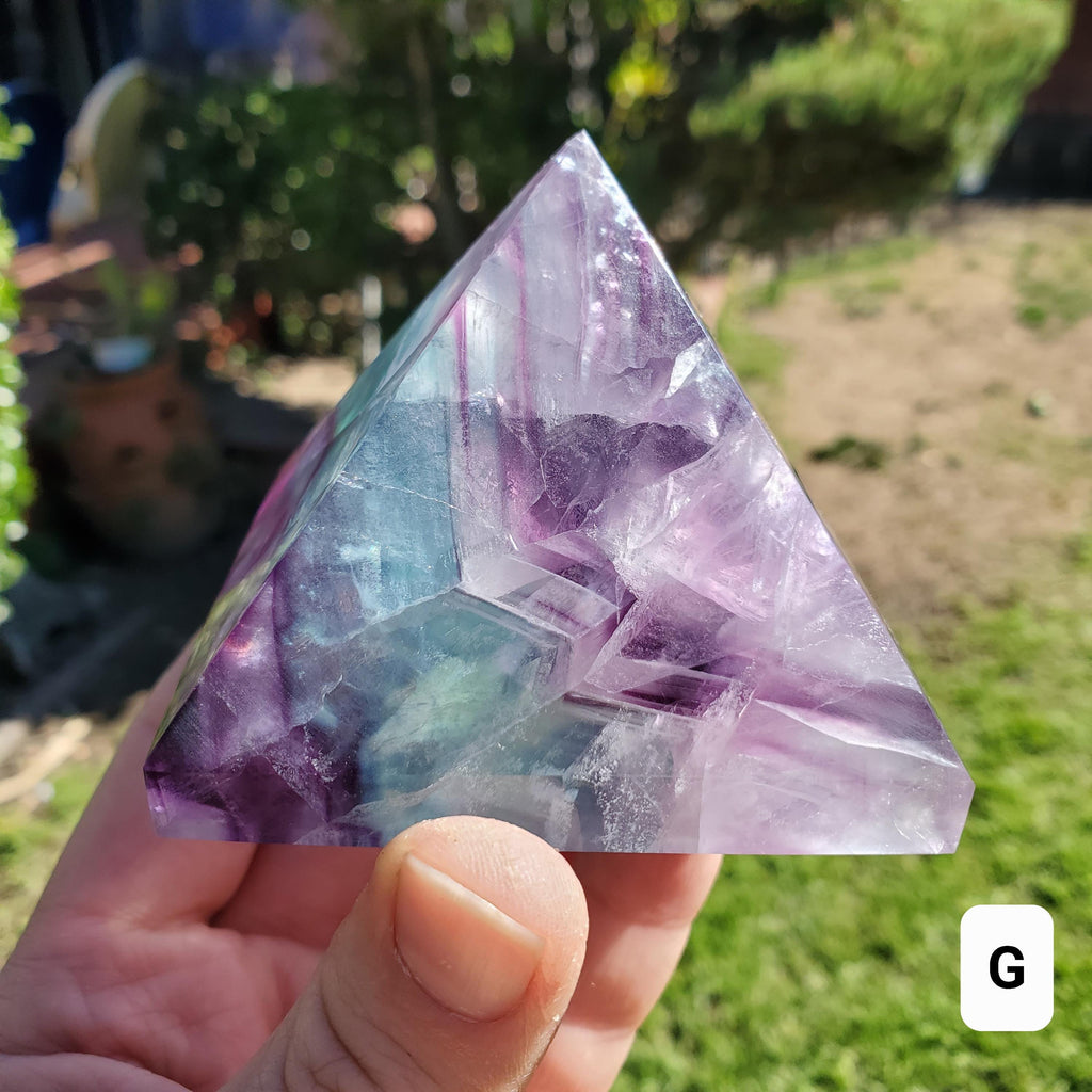 Rainbow Fluorite Pyramid - Mental Concentration, Energetic Protection, Positivity - Fluorite Crystal Pyramid Healing Gemstone