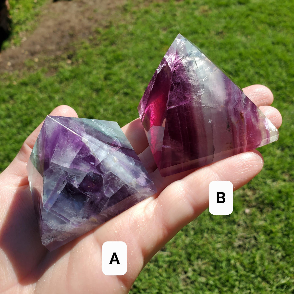 Rainbow Fluorite Pyramid - Mental Concentration, Energetic Protection, Positivity - Fluorite Crystal Pyramid Healing Gemstone