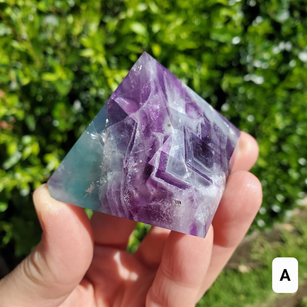 Rainbow Fluorite Pyramid - Mental Concentration, Energetic Protection, Positivity - Fluorite Crystal Pyramid Healing Gemstone