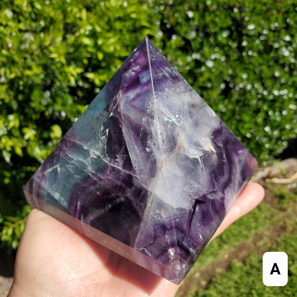 Big & Heavy Rainbow Fluorite Pyramid - Mental Concentration, Energetic Protection, Positivity - Fluorite Crystal Pyramid Healing Gemstone