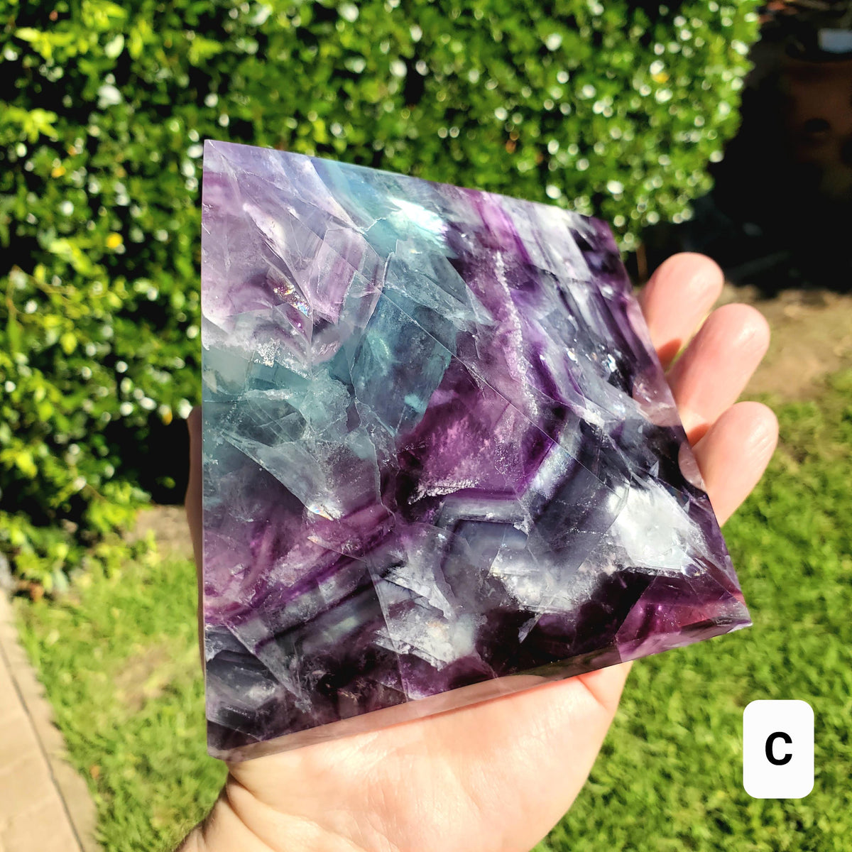 Big & Heavy Rainbow Fluorite Pyramid - Mental Concentration, Energetic Protection, Positivity - Fluorite Crystal Pyramid Healing Gemstone