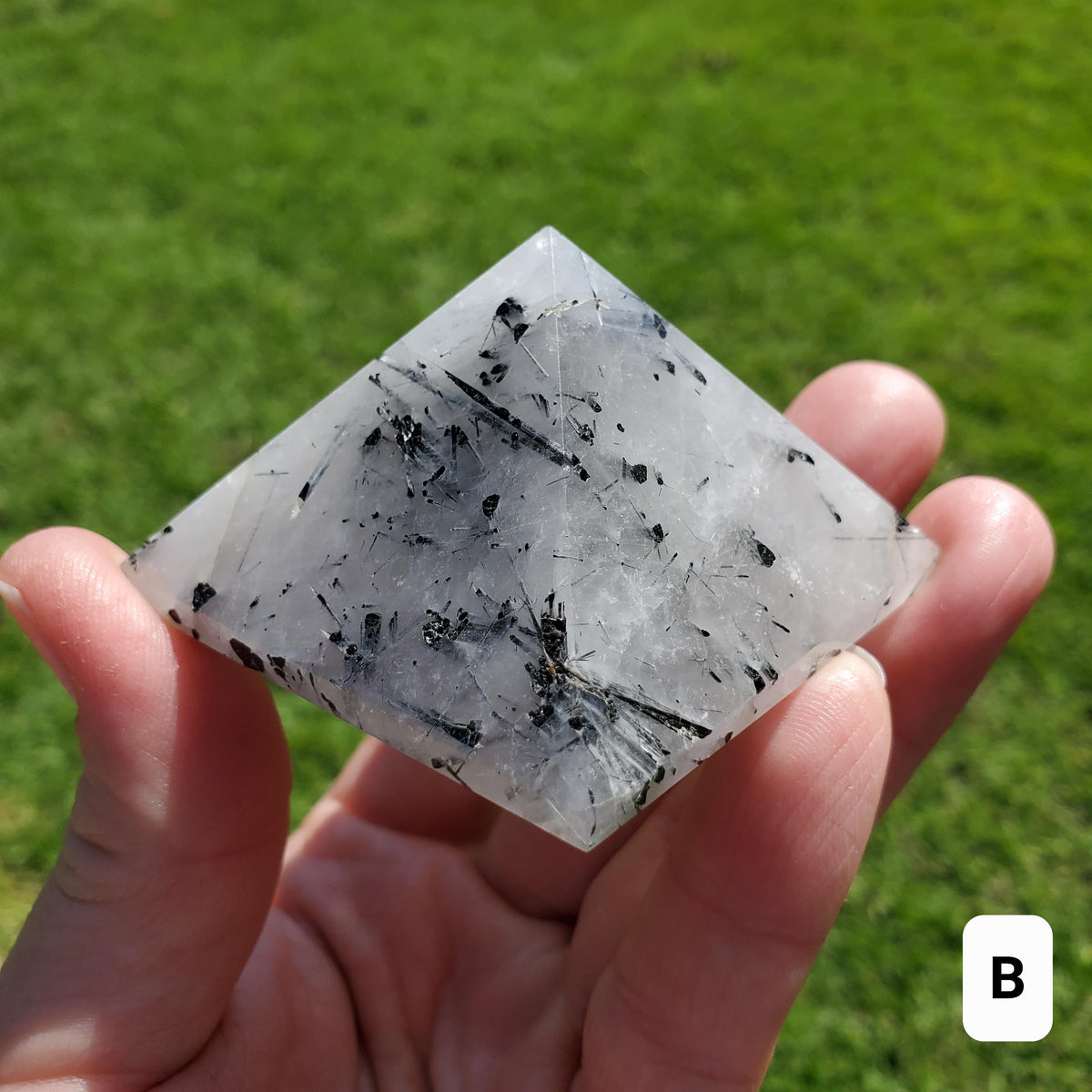 Tourmaline Quartz Pyramid - Magnification, Clarity, EMF Protection - Tourmalated Quartz Crystal Pyramid Healing Gemstones