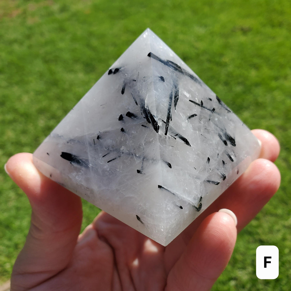Tourmaline Quartz Pyramid - Magnification, Clarity, EMF Protection - Tourmalated Quartz Crystal Pyramid Healing Gemstones