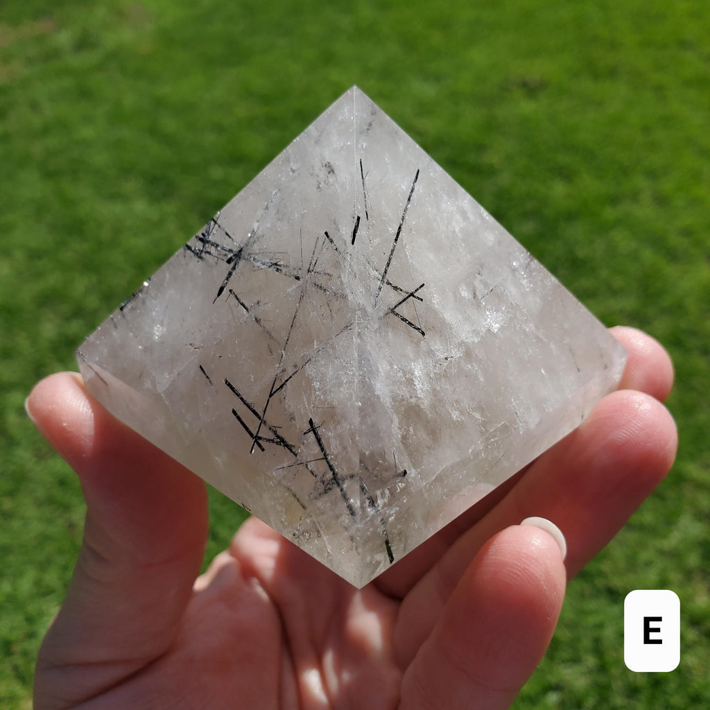 Tourmaline Quartz Pyramid - Magnification, Clarity, EMF Protection - Tourmalated Quartz Crystal Pyramid Healing Gemstones