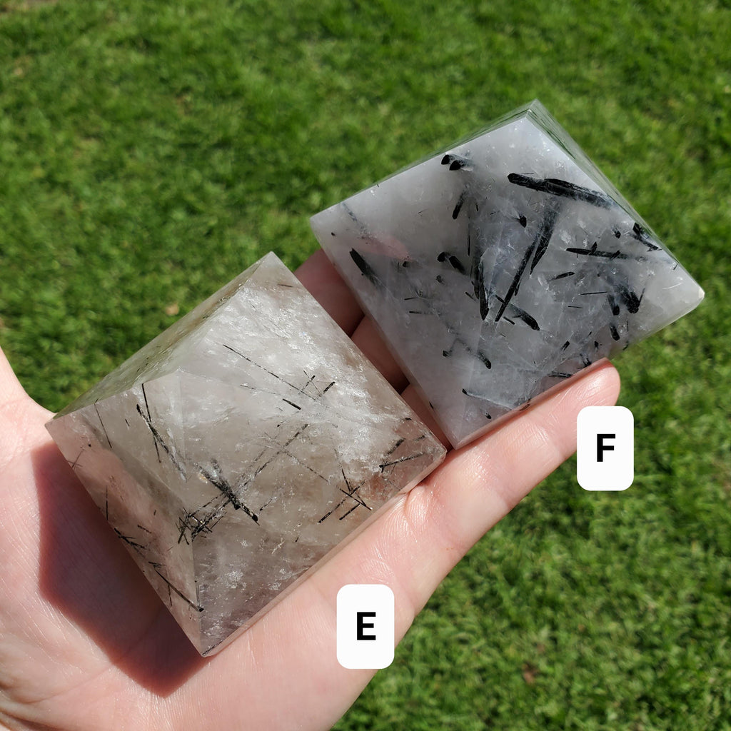 Tourmaline Quartz Pyramid - Magnification, Clarity, EMF Protection - Tourmalated Quartz Crystal Pyramid Healing Gemstones