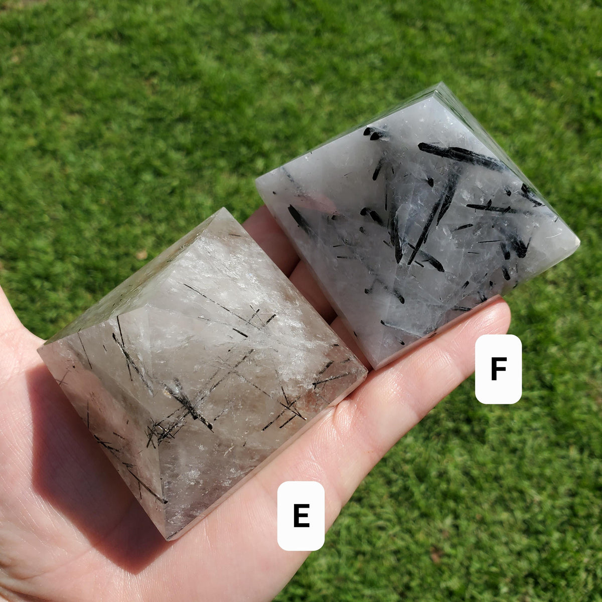 Tourmaline Quartz Pyramid - Magnification, Clarity, EMF Protection - Tourmalated Quartz Crystal Pyramid Healing Gemstones